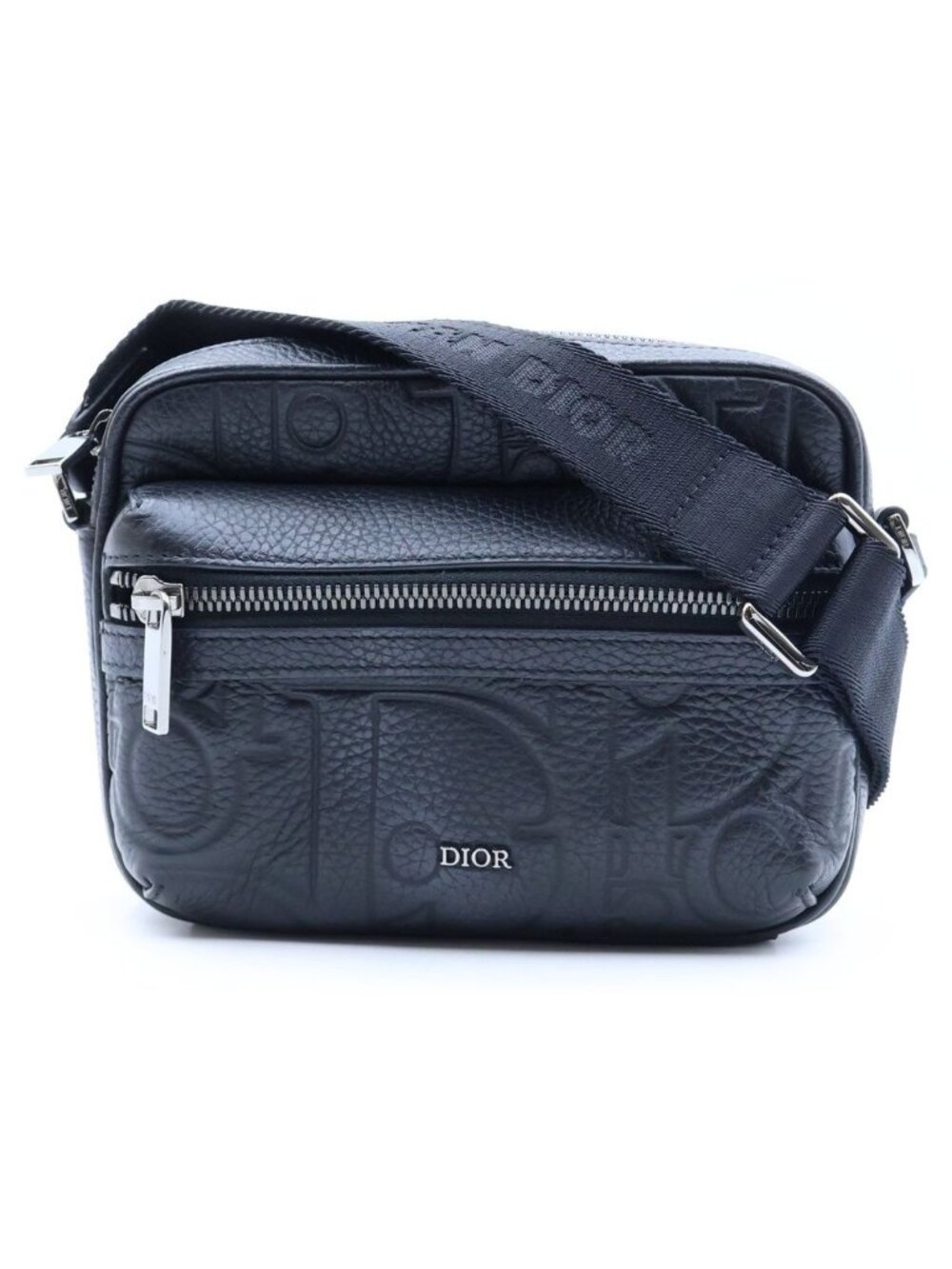Dior Mini Messenger Bag Black Leather Silver
